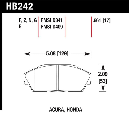 Hawk Performance HB242N.661 HAWK HP+ Brake Pad Sets