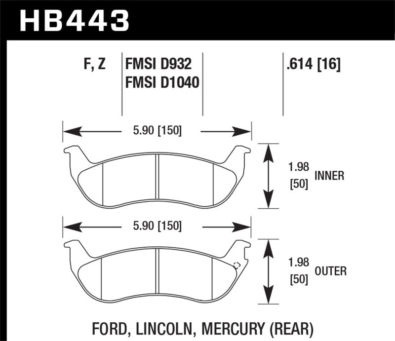 Load image into Gallery viewer, Hawk Performance HB443F.614 HAWK HPS Brake Pad Sets
