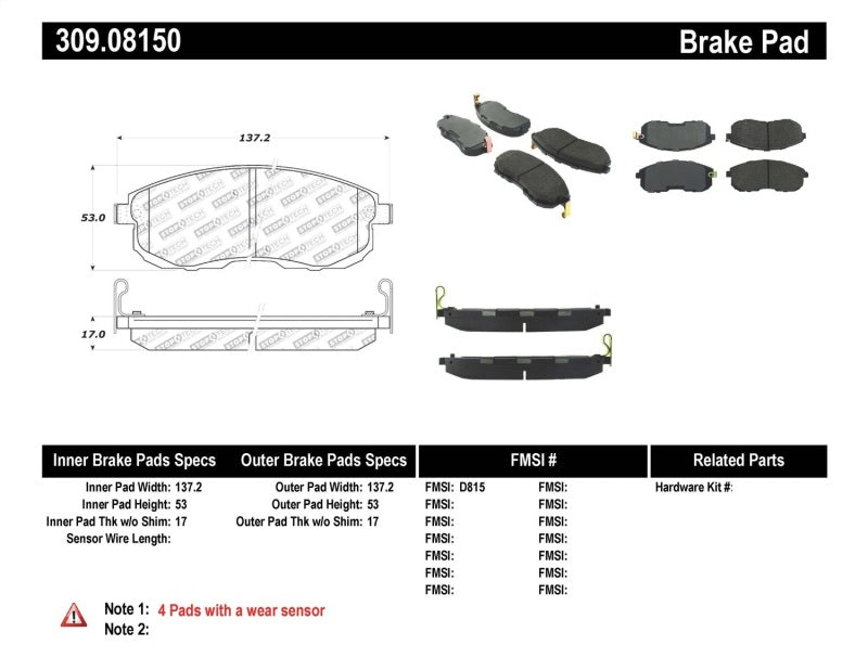 Load image into Gallery viewer, Stoptech 309.08150 ST Sport Brake Pads
