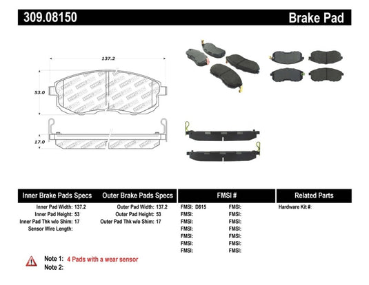 Stoptech 309.08150 ST Sport Brake Pads