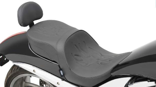 Drag Specialties 0810-1585 Low Profile Touring Seat with Built-In Passenger Backrests - Mild Stitch