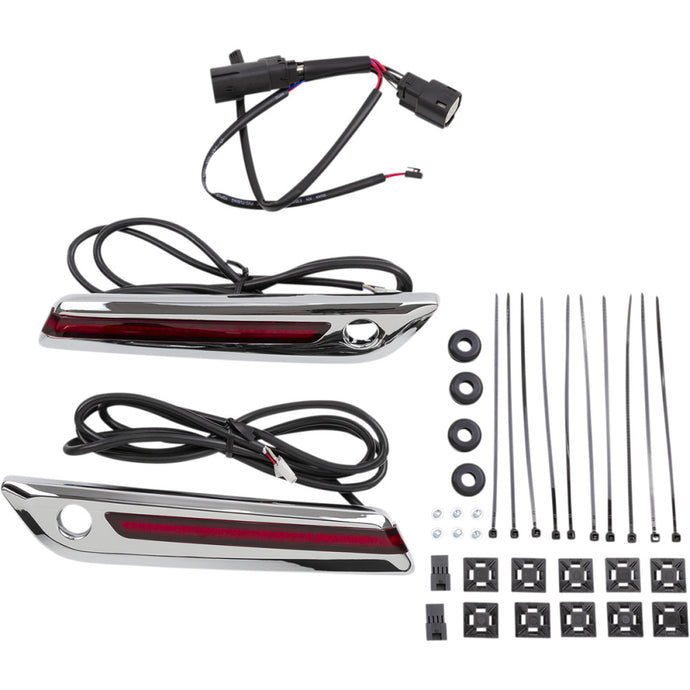 Ciro 40170 Led Saddlebag Hinge Cover - Red/Chrome