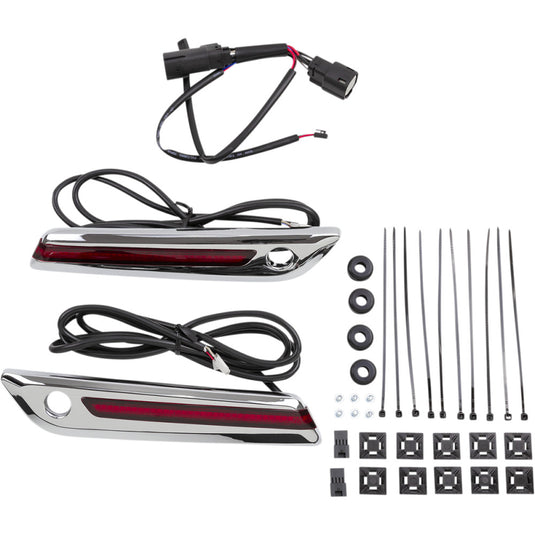 Ciro 40170 Led Saddlebag Hinge Cover - Red/Chrome