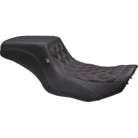Mustang 88416MO Squareback One-Piece Seat - Double Diamond - Black/Orange Stitching