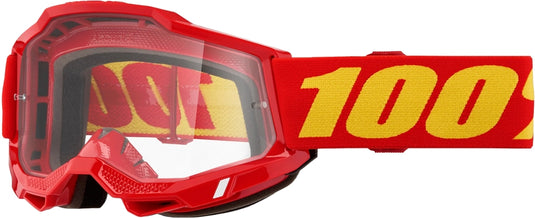 100% Accuri 2 Junior Goggles (One Size Fits Most, Red / Clear Lens)
