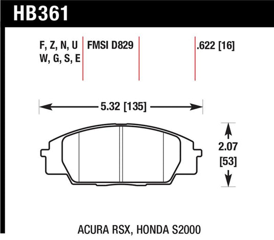Hawk Performance HB361Z.622 HAWK Ceramic Brake Pad Sets
