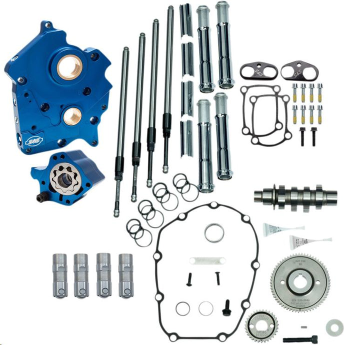 S&S Cycle 310-1001A Gear Drive Camchest Kit for M-Eight - Chrome Pushrod Tubes with 465 Cam