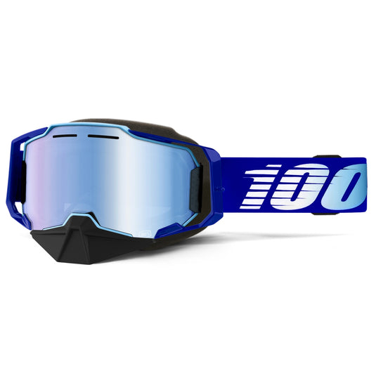 100% Armega Snowmobile Goggles (One Size Fits Most, Blue / Blue Lens)