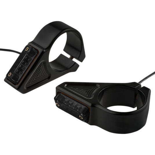 Joker Machine 05-305-1 Rectangle Led Fork Mount Turn Signal - 49mm. - Black Anodized/Smoked Lenses