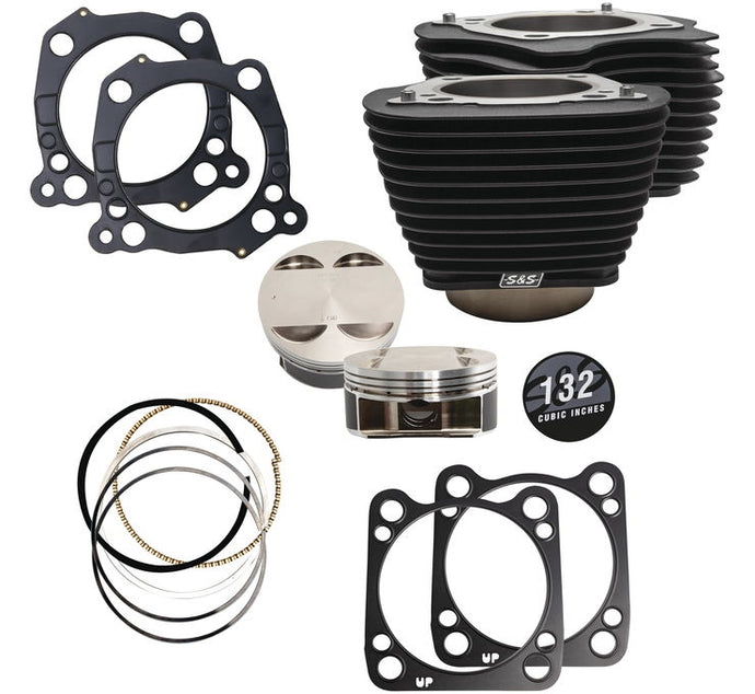 S&S Cycle 910-0846 132in. Big Bore Kit - Wrinkle Black without Highlighted Fin