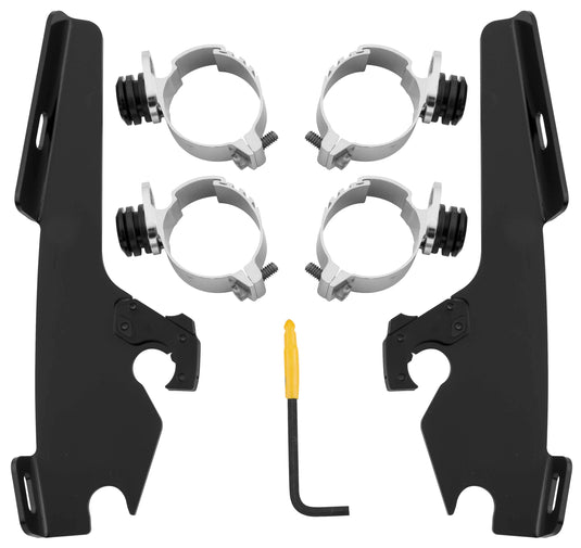 Memphis Shades MEB8977 Trigger-Lock Mount Kit for Batwing Fairing and Fats/Slim Windshields - Black