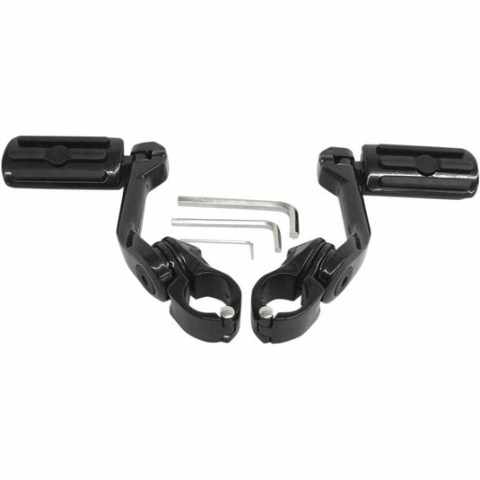 Rivco Products MV110 Highway Pegs with 5in. Mounting Arms - Black with Ribbed Pegs