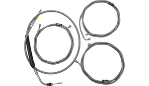 LA Choppers LA-8056KT-16 Standard Handlebar Cable/Brake & Clutch Line/Wire Kit - Stainless Braided