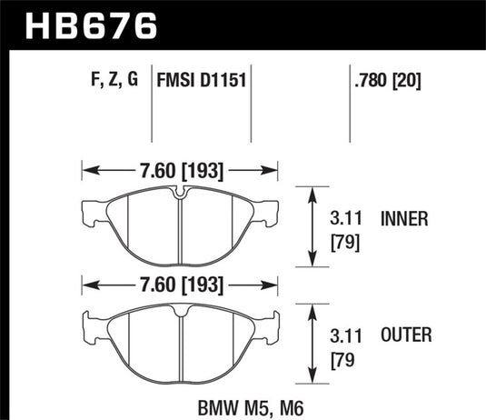 Hawk Performance HB676Z.780 HAWK Ceramic Brake Pad Sets