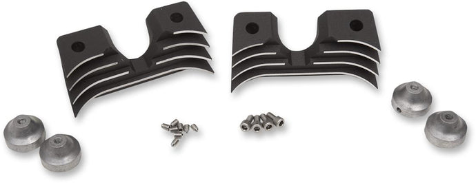 Drag Specialties 0940-1315 Spark Plug/Head Bolt Cover Kit - Finned - Wrinkle Black