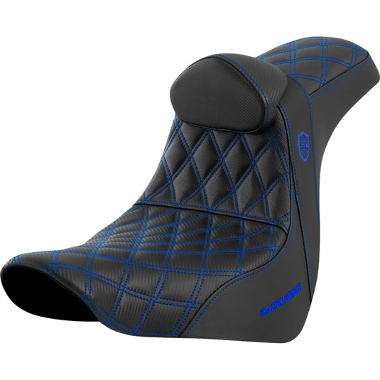 Saddlemen SC81829BLURT Pro Series SDC Performance Gripper Seat with Drivers Backrest - Blue Stitching