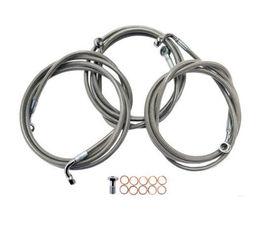 La Choppers LA-8006B13 Stainless Steel Brake Line Kit - 12in.-14in. Ape Hangers