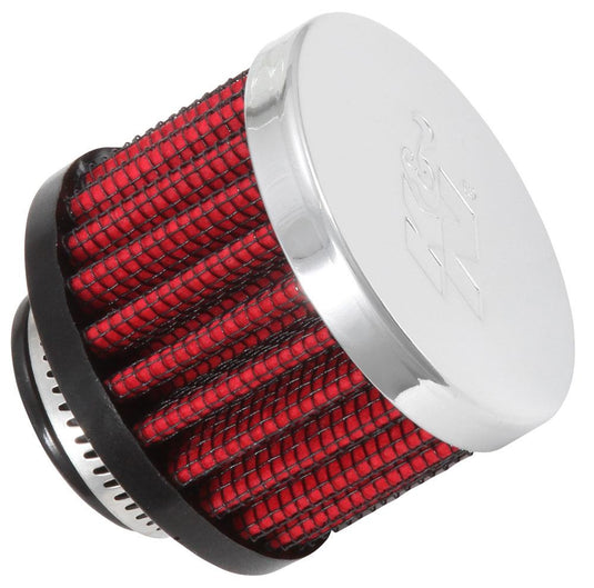 K&N Engineering 62-1360 Rubber Base Crankcase Vent Filter - 3/4in. Flange - Chrome End Cap