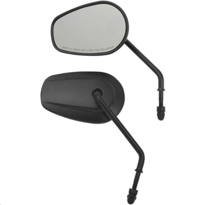 Drag Specialties 0640-1310 OEM-Style Teardrop Mirror - Long Stem - Matte Black