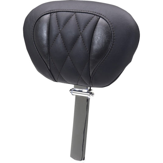 Mustang 89460 One-Piece Deluxe Touring Removable Driver Backrest - Black/Black Diamond Stitching