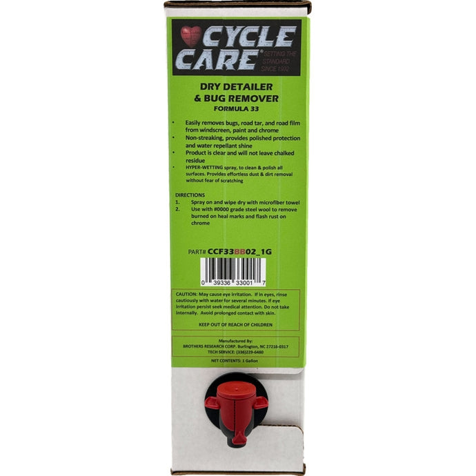 Cycle Care Formulas CCF33BB02_1G Formula 33 Spray & Wipe, Bug Remover, Detailer, & Polis - 1gal