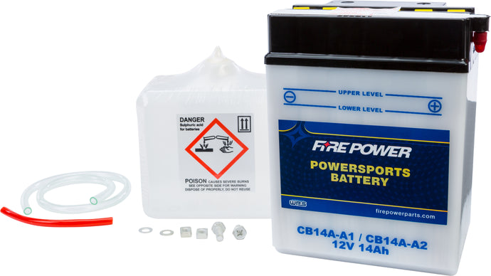 Fire Power CB14A-A2 Conventional 12V Heavy Duty Battery With Acid Pack
