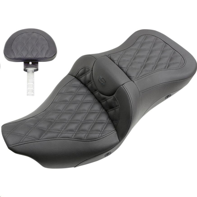 Saddlemen 808-07B-182TBRH Heated Road Sofa Seat with Backrest - Lattice Stitch