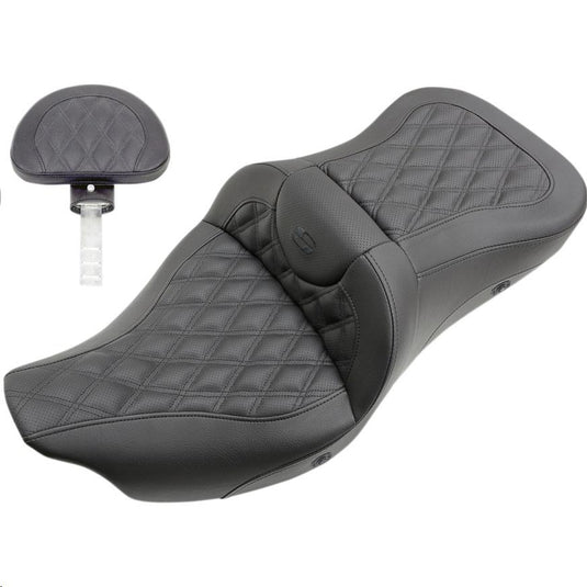 Saddlemen 808-07B-182TBRH Heated Road Sofa Seat with Backrest - Lattice Stitch