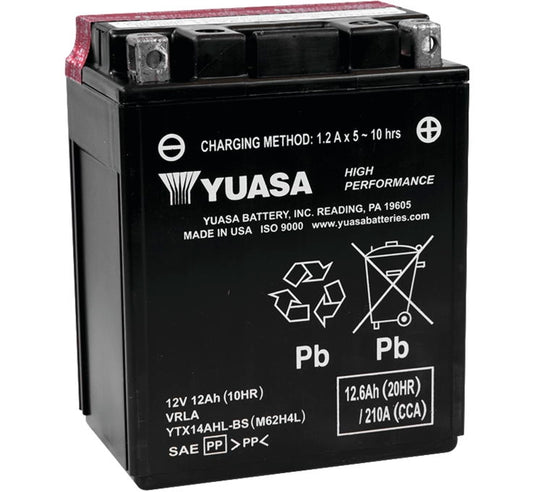Yuasa YUAM62H4L High Performance Maintenance Free Battery - YTX14AHL-BS