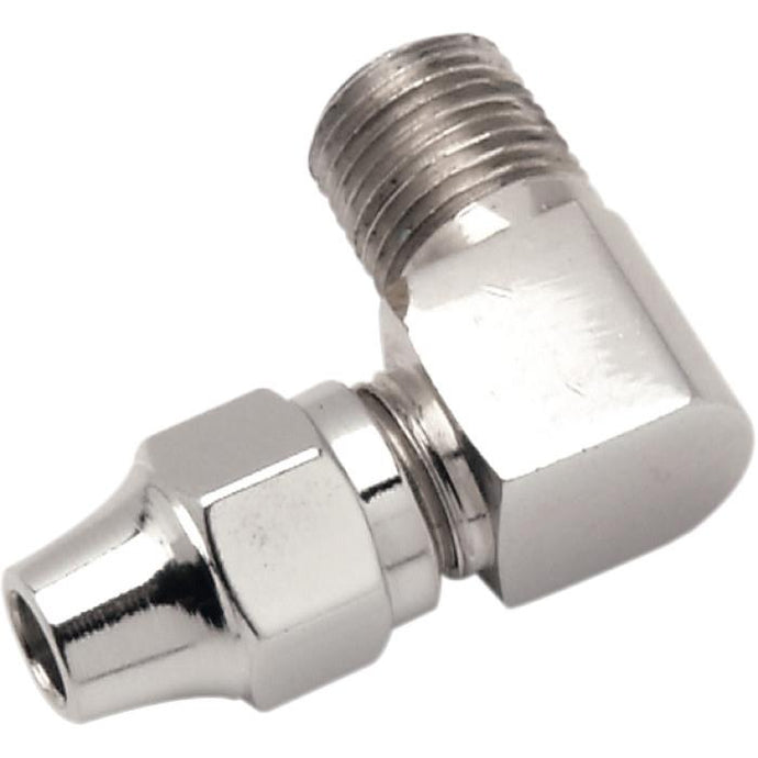 Drag Specialties 1742-0062 Universal Chrome Male NPT 90deg. Master Cylinder/Caliper Fitting - 1/8in.