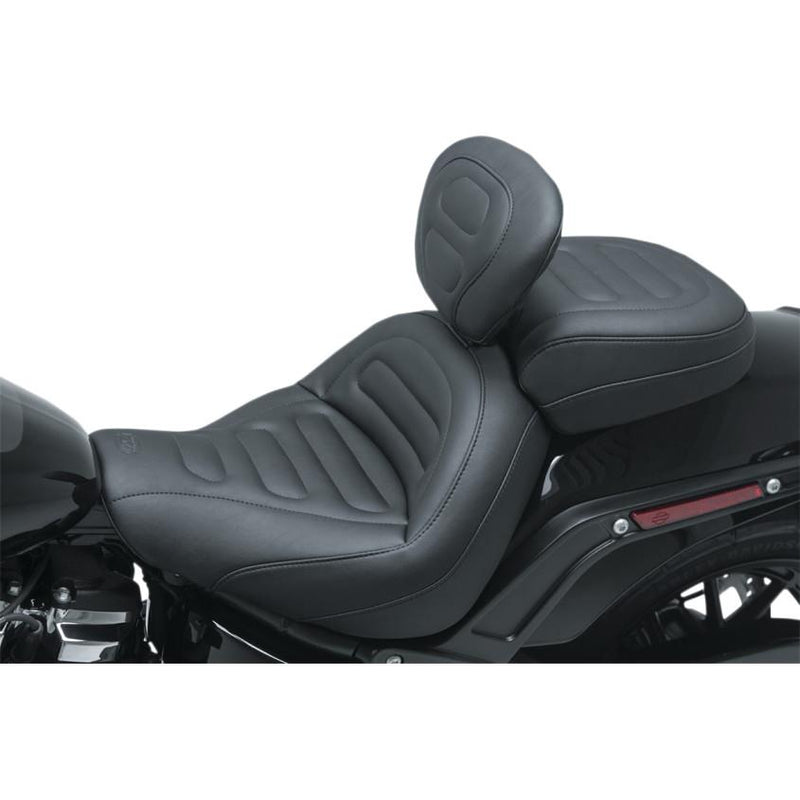 Mustang 79335 Max Profile Solo Touring Passenger Seat with Removable Backrest - Trapezoid Stitch
