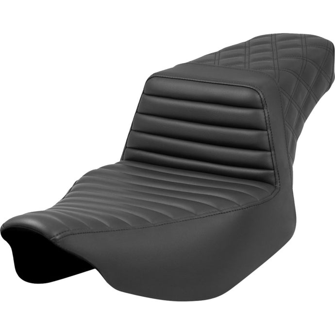 Saddlemen 823-07E-176 Extended Reach Set-Up Front TR Rear LS Seat - Black - Black Stitching