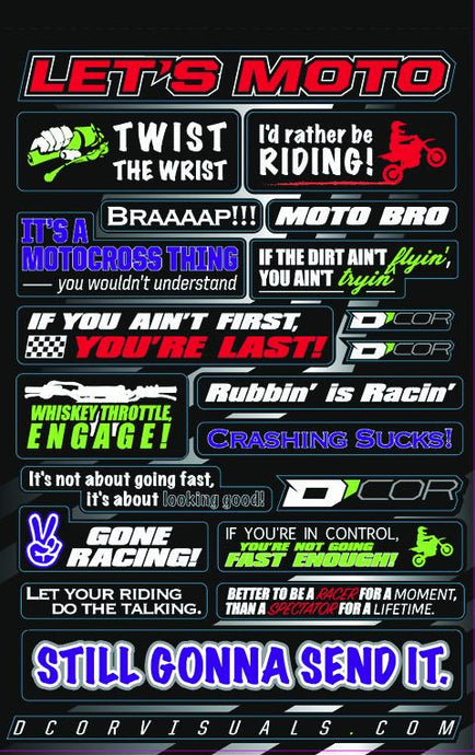 Dcor 40-90-114 Kids Decal Sheets - Moto Talk