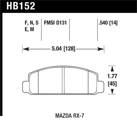 Hawk Performance HB152F.540 HAWK HPS Brake Pad Sets