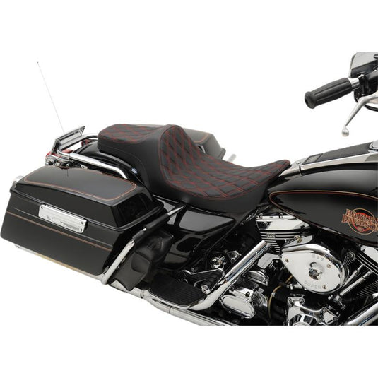 Drag Specialties 0801-1131 Predator III Seat - Double Diamond - Red Thread