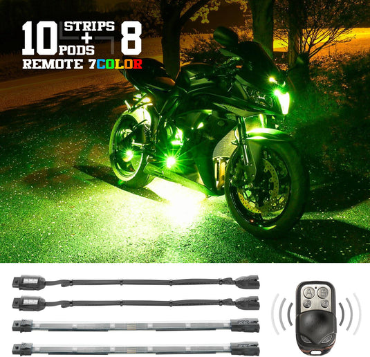 Xk Glow XK034017 Motorcycle LED Accent Light 7 Color Kit - 18 pc