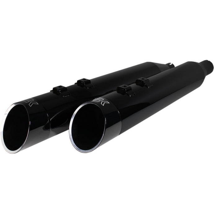 Khrome Werks 202645 4.50in. HP-Plus Slip-On Mufflers - Obsidian Edge Billet End Caps