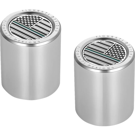 Figurati Designs FD72-DC-2530-SS Docking Hardware Cover - Stainless Steel with Short Green Line American Flag Skull