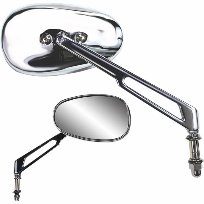Parts Unlimited 0640-0952 Billet Chrome Mirror - Long Stem - 7in. Billet-Style Stem