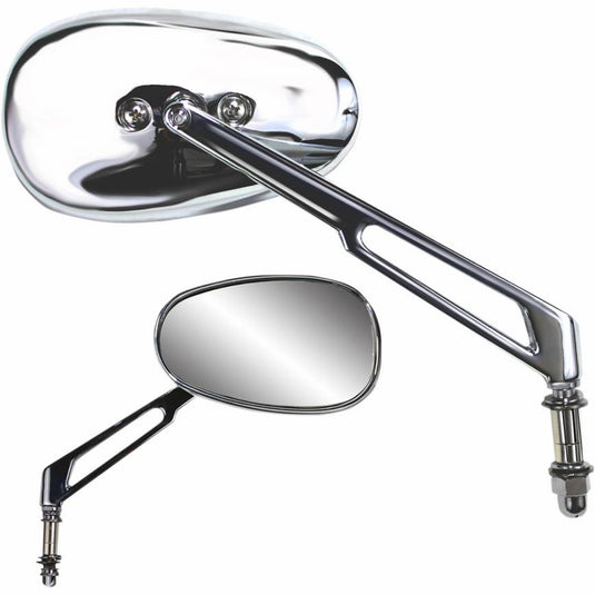 Parts Unlimited 0640-0952 Billet Chrome Mirror - Long Stem - 7in. Billet-Style Stem