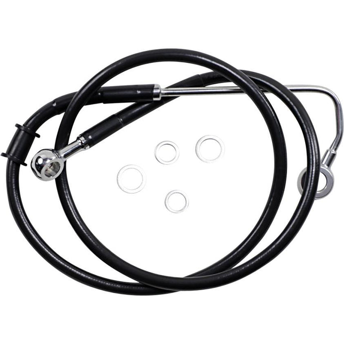 Drag Specialties 1741-5786 Extended Stainless Steel Front Brake Line Kit - Black Vinyl Coated - 38 3/4in.