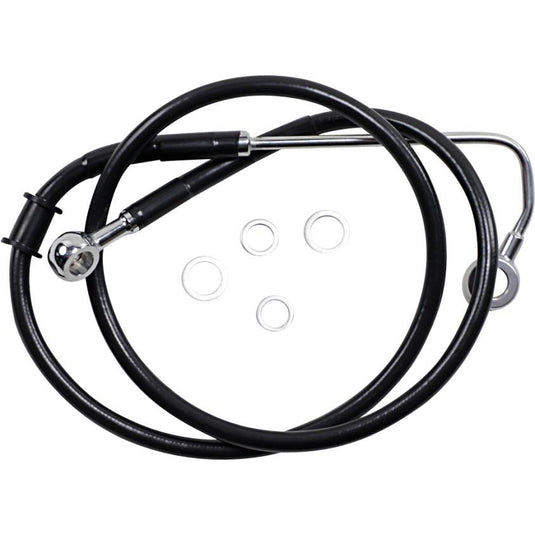 Drag Specialties 1741-5798 Extended Stainless Steel Front Brake Line Kit - Black Vinyl Coated - 34-3/4in.