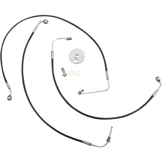 La Choppers LA-8154B08B Black Vinyl/Stainless Brake Line - Mini Ape Hangers