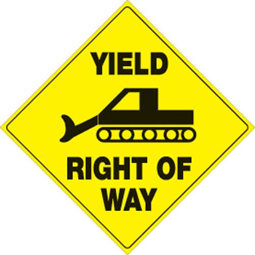 Voss 500 YRW YR 12x12in. Reflective Trail Sign - Yield Groomer Right of Way (Yellow/Black)