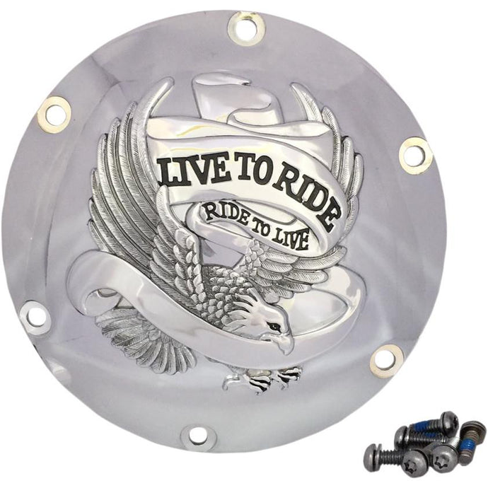 Drag Specialties 1107-0629 Live to Ride Derby Cover - Chrome