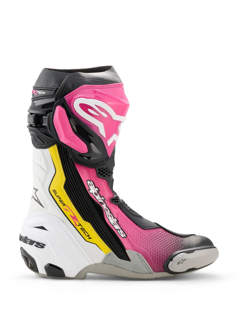 Load image into Gallery viewer, Alpinestars Supertech R Boots (11.5, Black/Magenta/White/Yellow Fluo)
