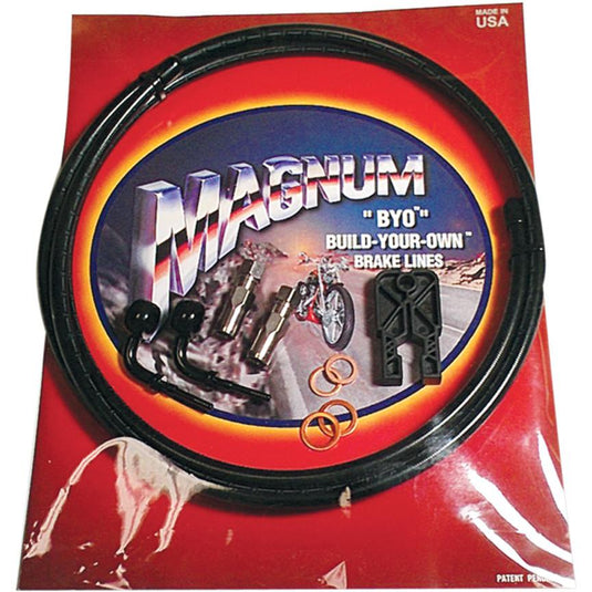 Magnum 496100A BYO Build-Your-Own DOT Single Disc Brake Line Kit with 6ft Brake Line - 180 Deg Banjo - Black