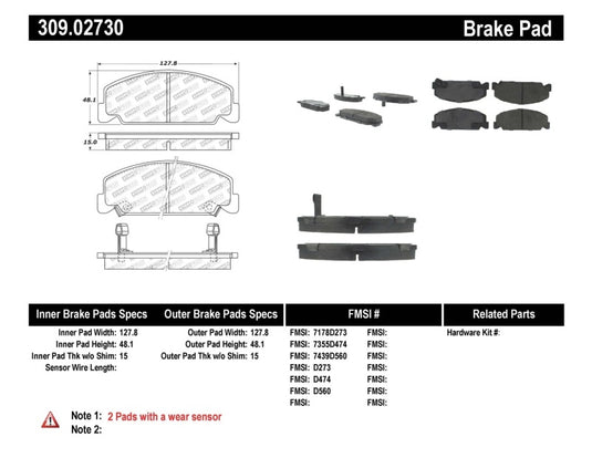 Stoptech 309.02730 ST Sport Brake Pads