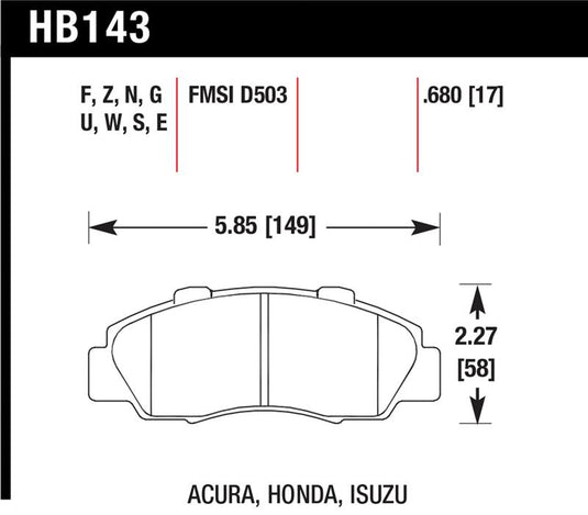 Hawk Performance HB143F.680 HAWK HPS Brake Pad Sets