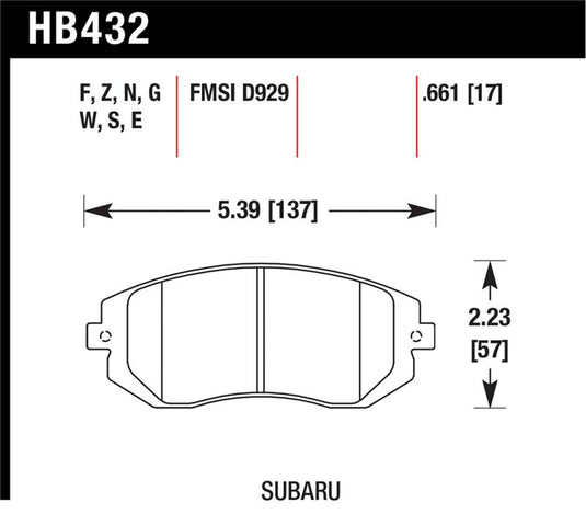 Hawk Performance HB432N.661 HAWK HP+ Brake Pad Sets